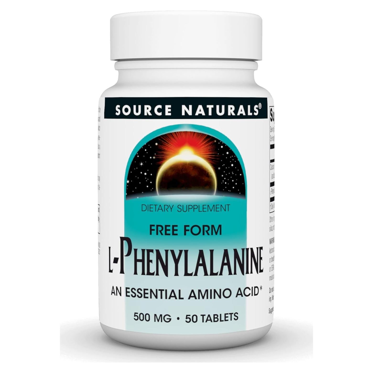 L-Fenilalanina Source Naturals 50 Tabletas Aminoácido Esencial