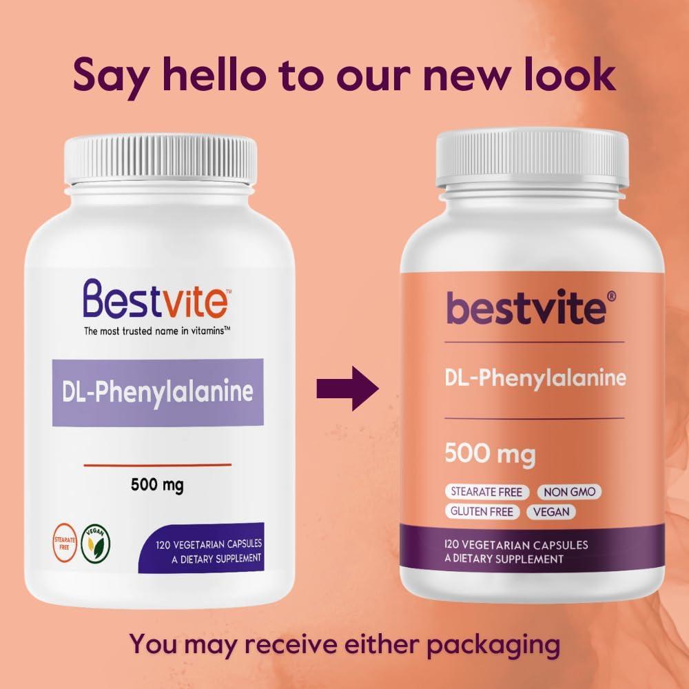 Suplemento DL-Fenilalanina 500mg Bestvite 240 Cápsulas Veganas