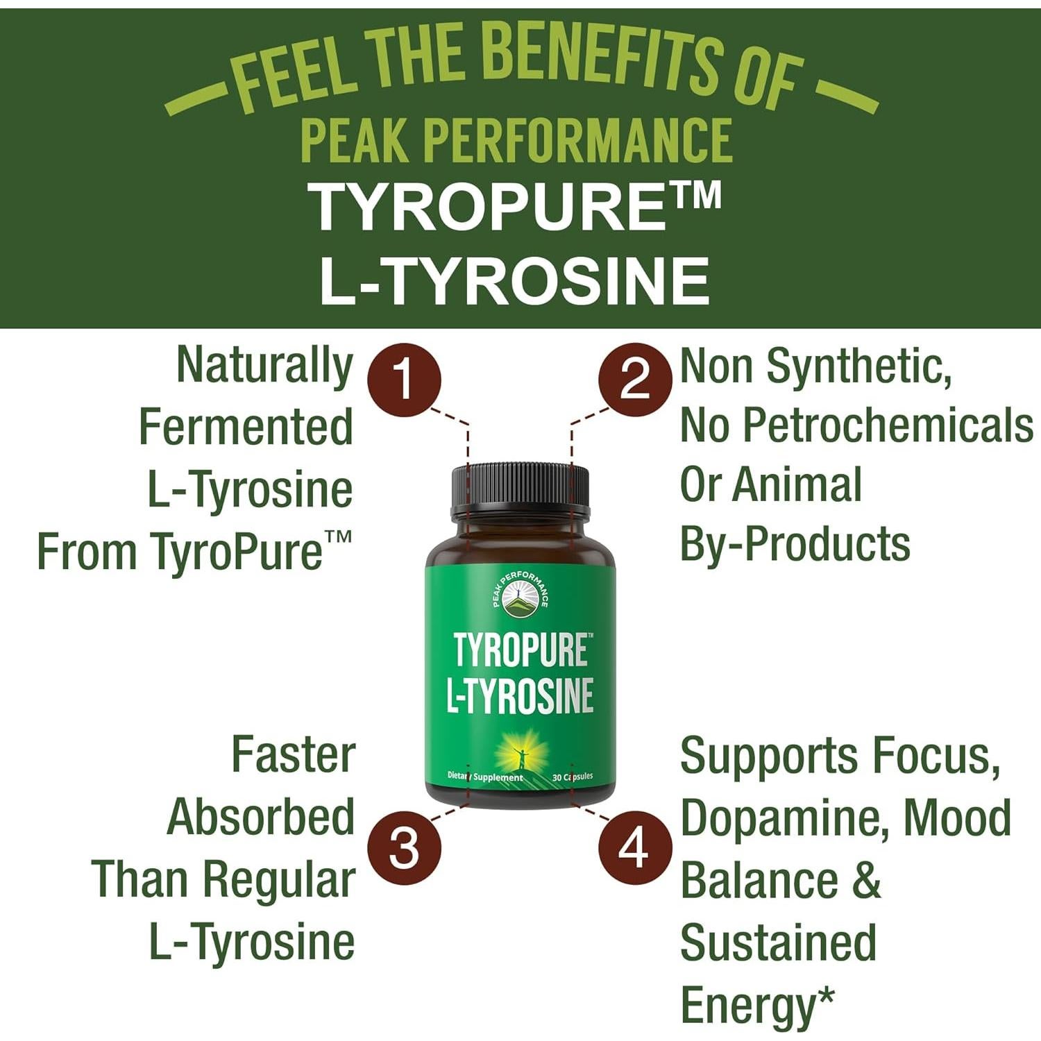 Suplemento L-Tirosina TyroPure Peak Performance 500 mg Vegano