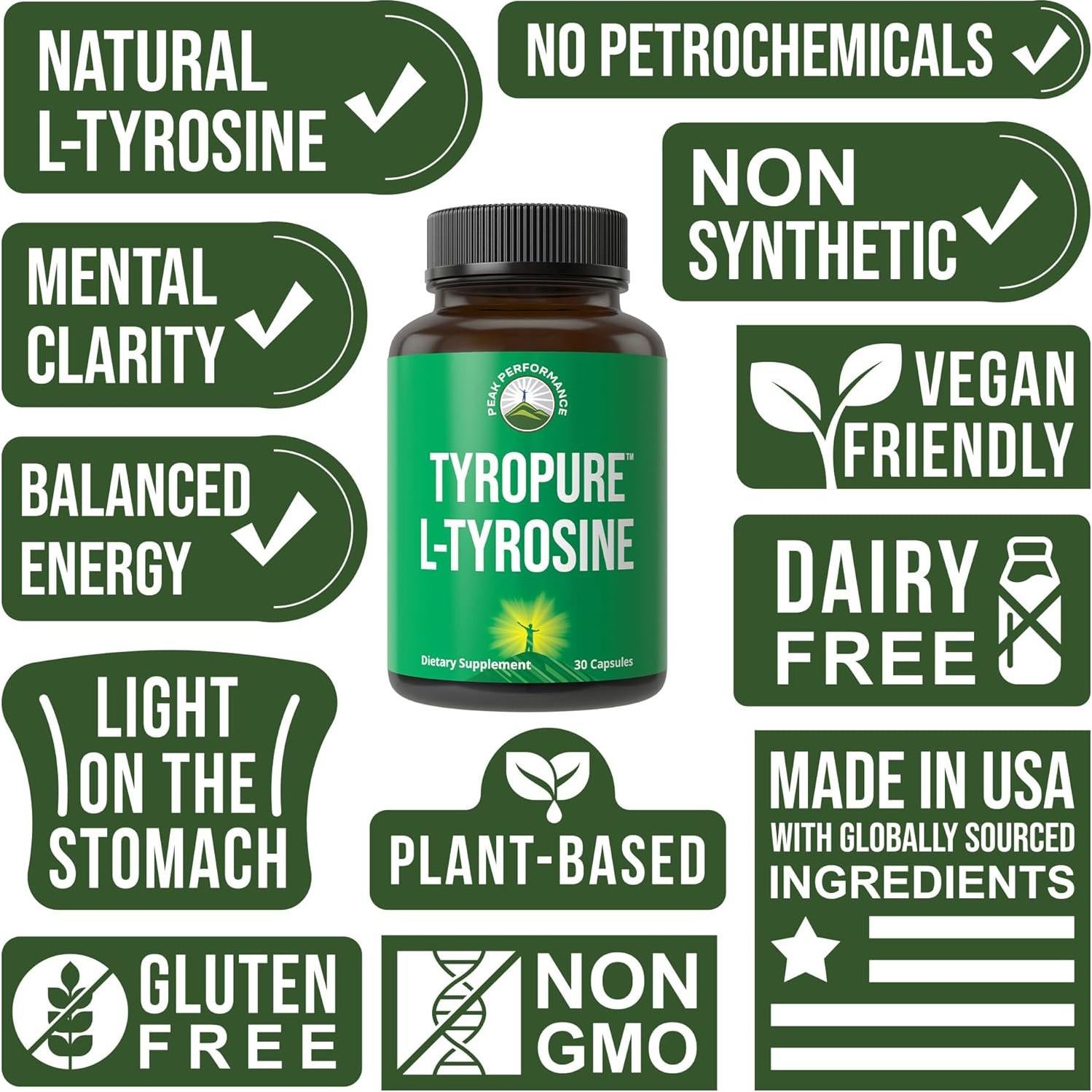 Suplemento L-Tirosina TyroPure Peak Performance 500 mg Vegano