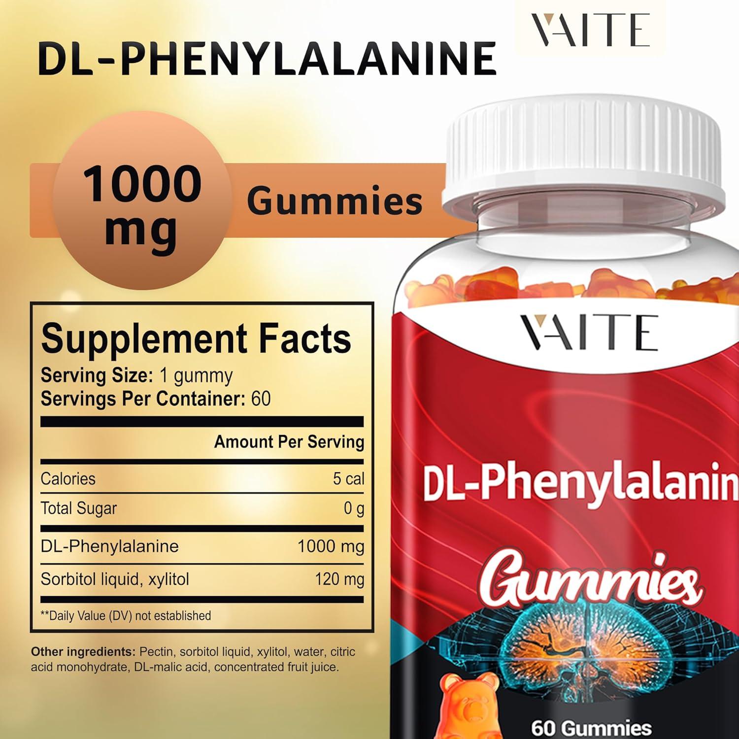 Gominolas DL-Fenilalanina 1000mg VAITE - 60 Unidades Sin Gluten