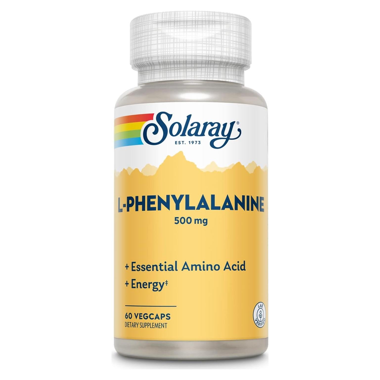 L-Fenilalanina Solaray 500mg 60 Cápsulas Veganas