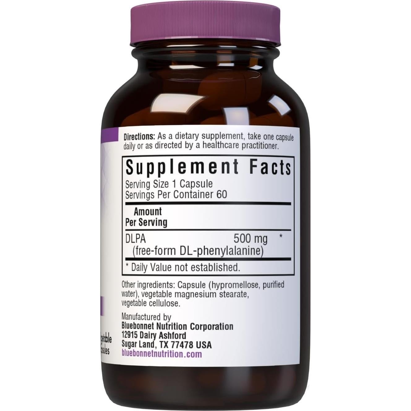 Cápsulas Vegetales DLPA 500mg Bluebonnet - Soporte Nervioso