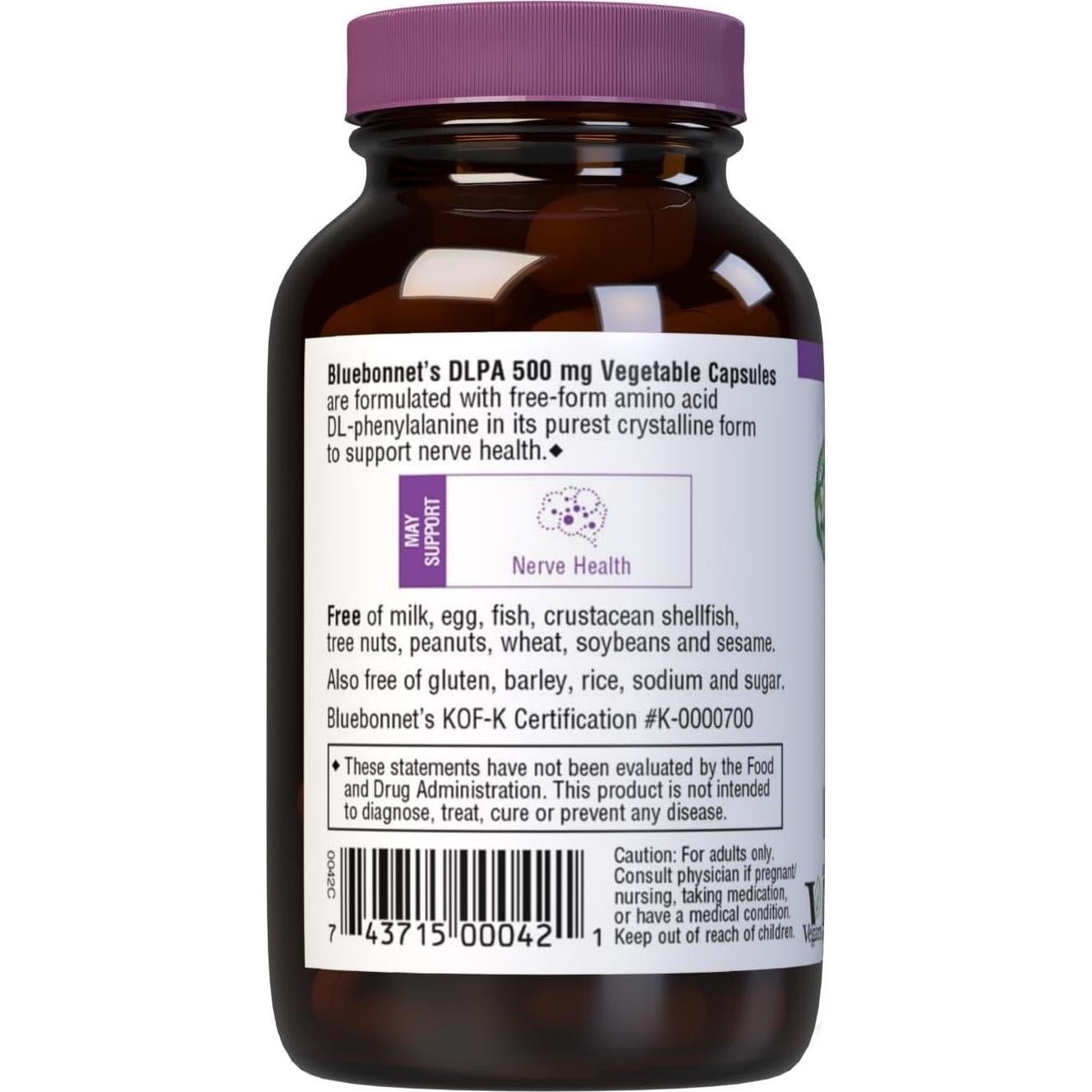 Cápsulas Vegetales DLPA 500mg Bluebonnet - Soporte Nervioso