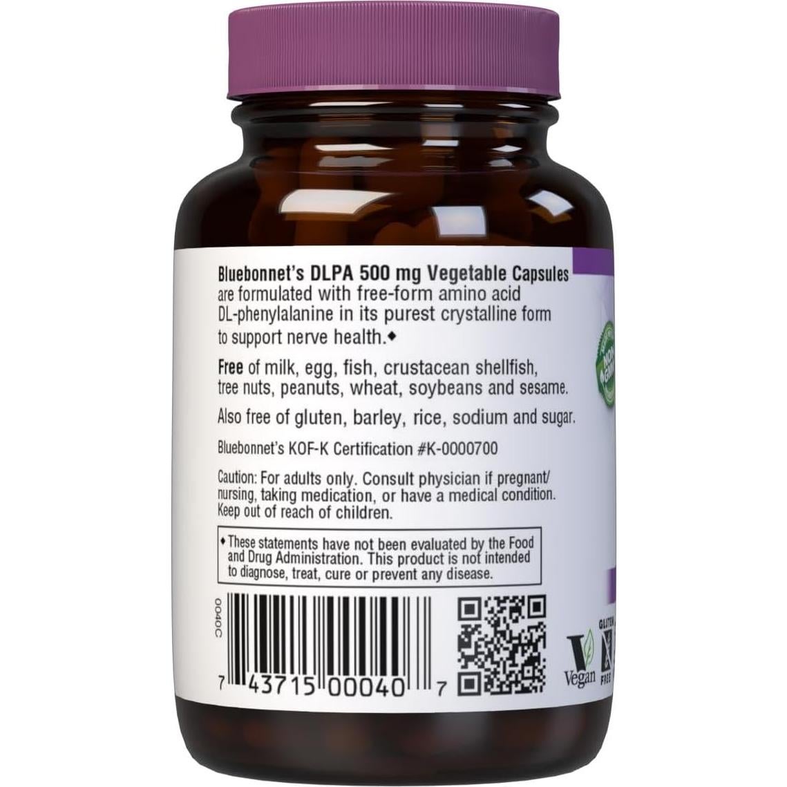 Cápsulas Vegetales DLPA 500 mg Bluebonnet - Soporte Nervioso