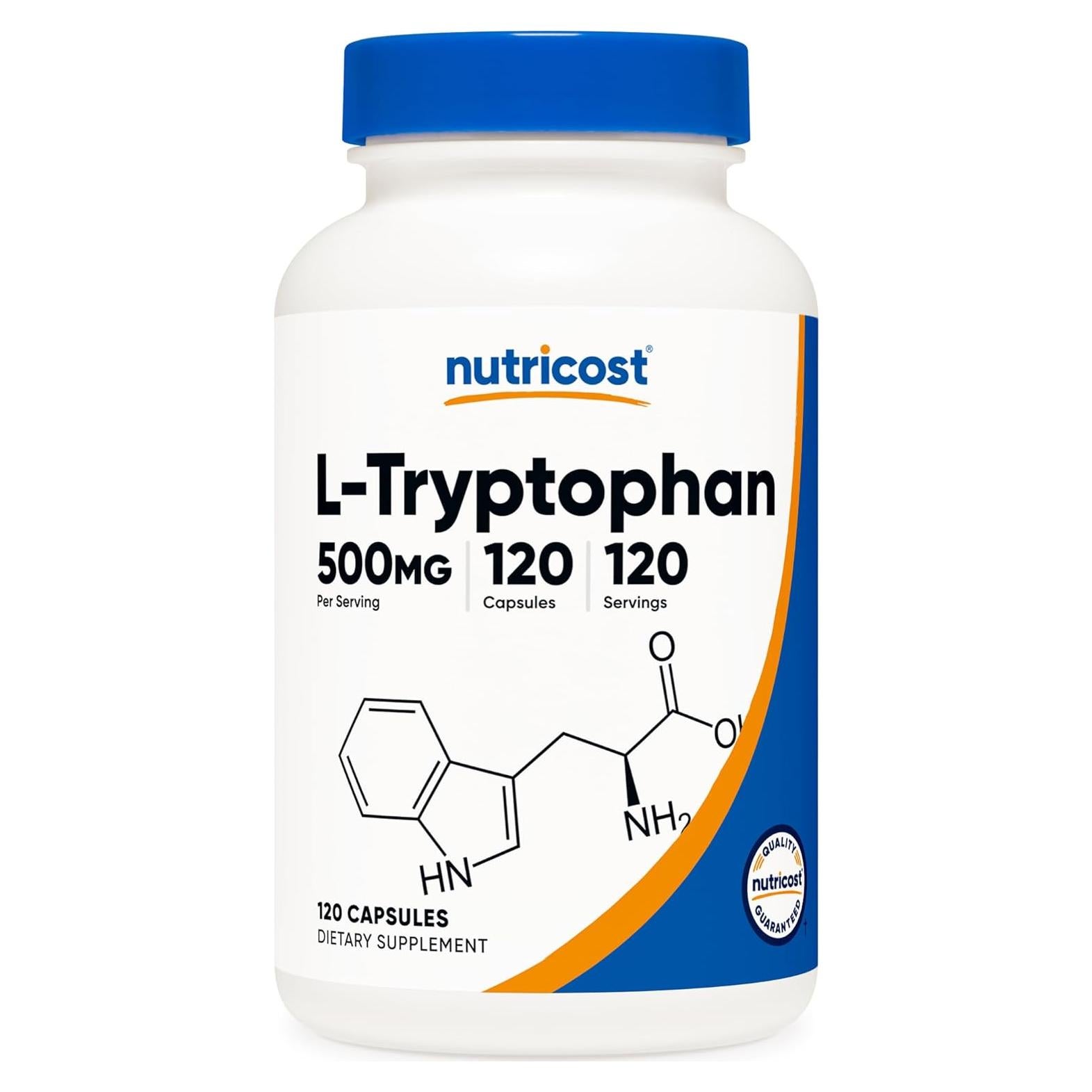 Nutricost L-Triptófano 500mg 120 Cápsulas Sin Gluten y OGM