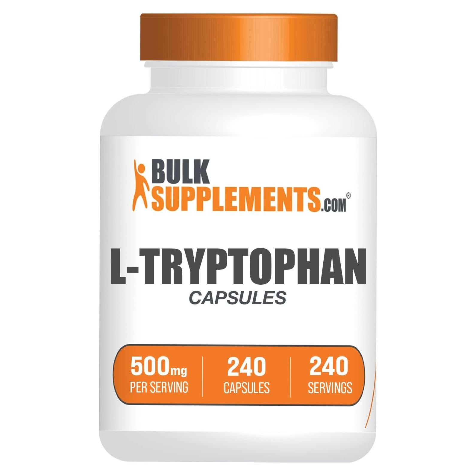 Cápsulas de L-Triptófano 500mg BulkSupplements - 240 Unidades