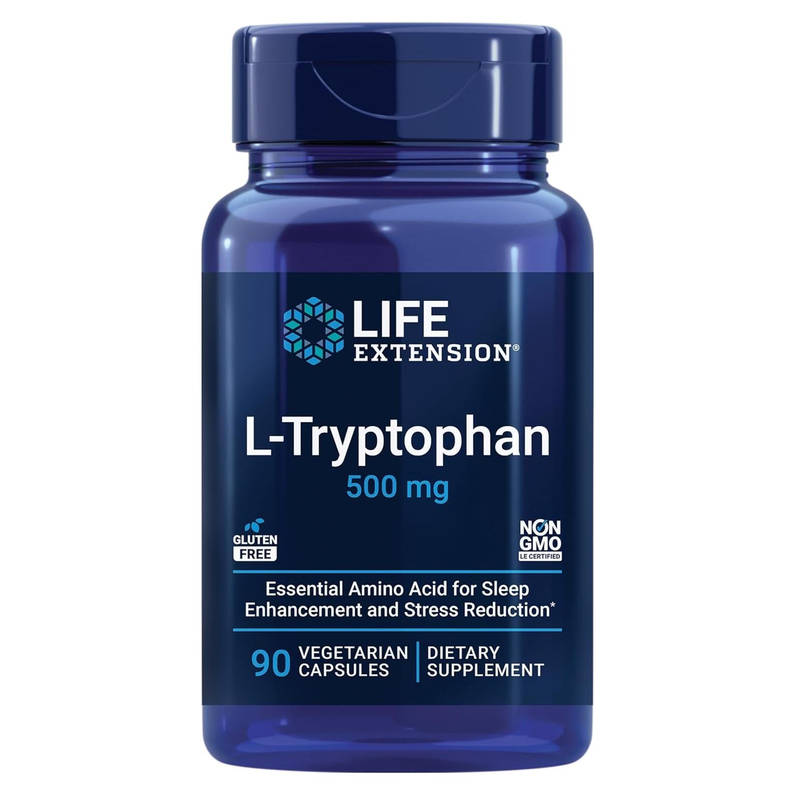 L-Triptófano Life Extension 500 mg 90 Cápsulas Vegetarianas