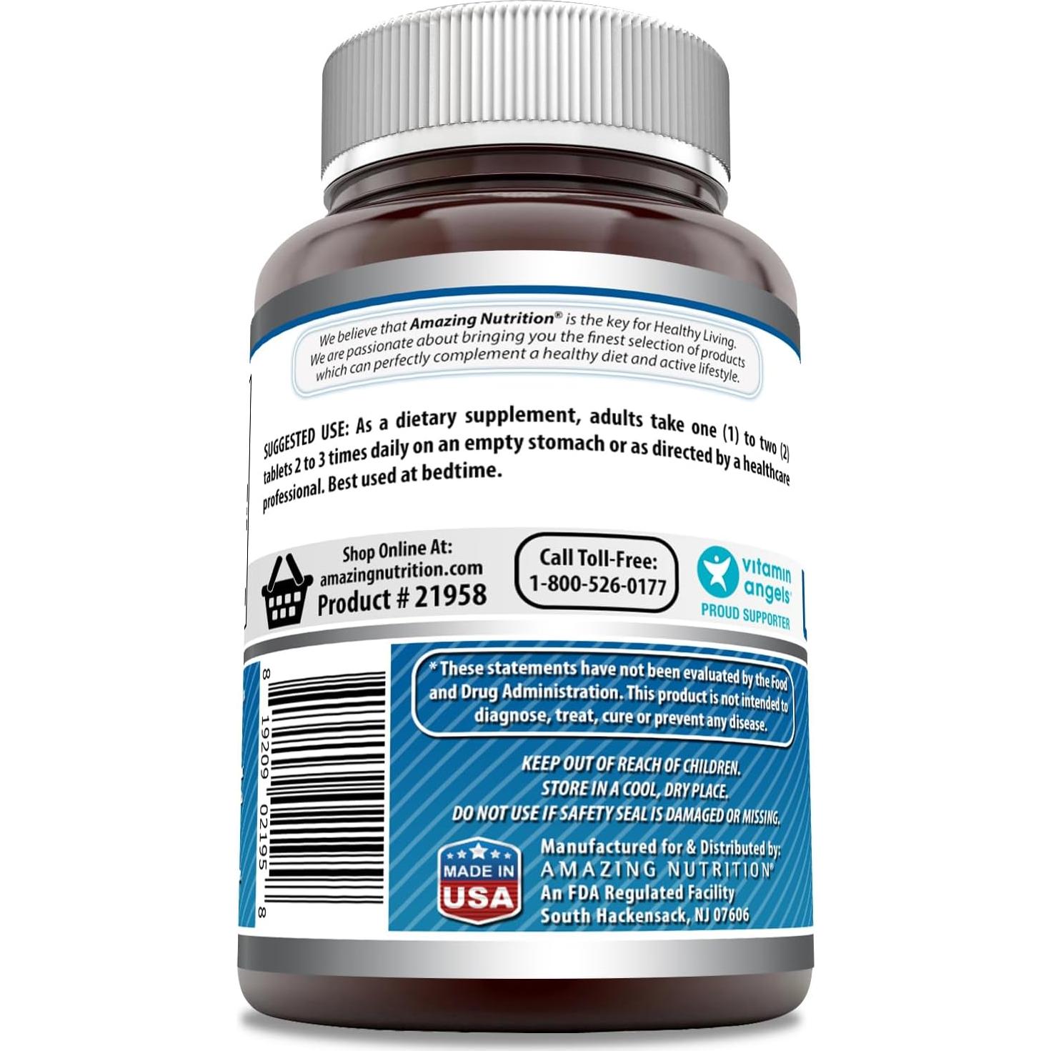 Suplemento L-Triptófano 1000mg Nutrición Asombrosa 120 Tabletas