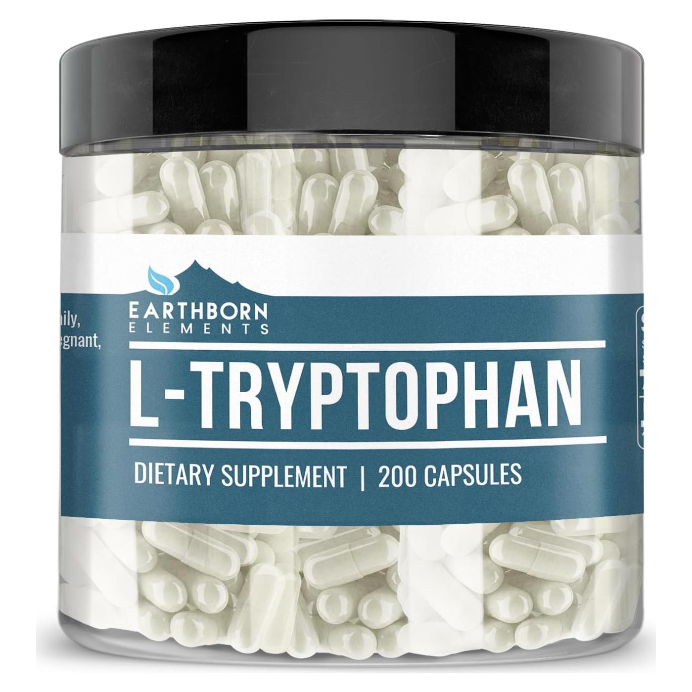 Cápsulas de L-Triptófano Elementos de la Tierra 200 Unidades Puro