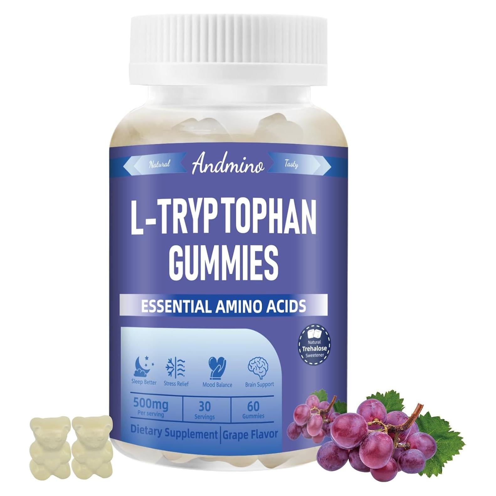 Gomitas de L Triptófano Andmino 500mg Sabor Uva 60 Unidades