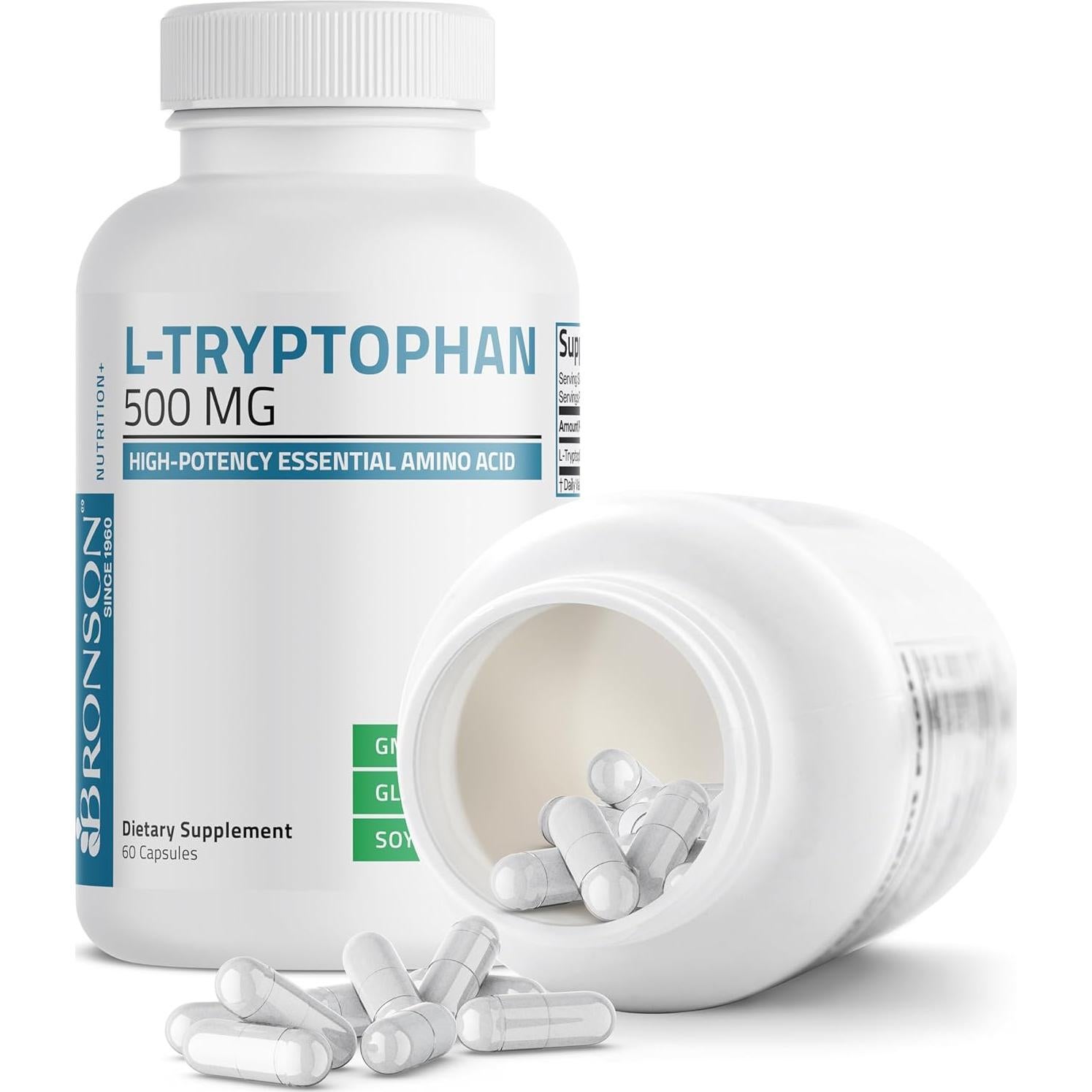 Bronson L-Triptófano 500 MG Alta Potencia 60 Cápsulas