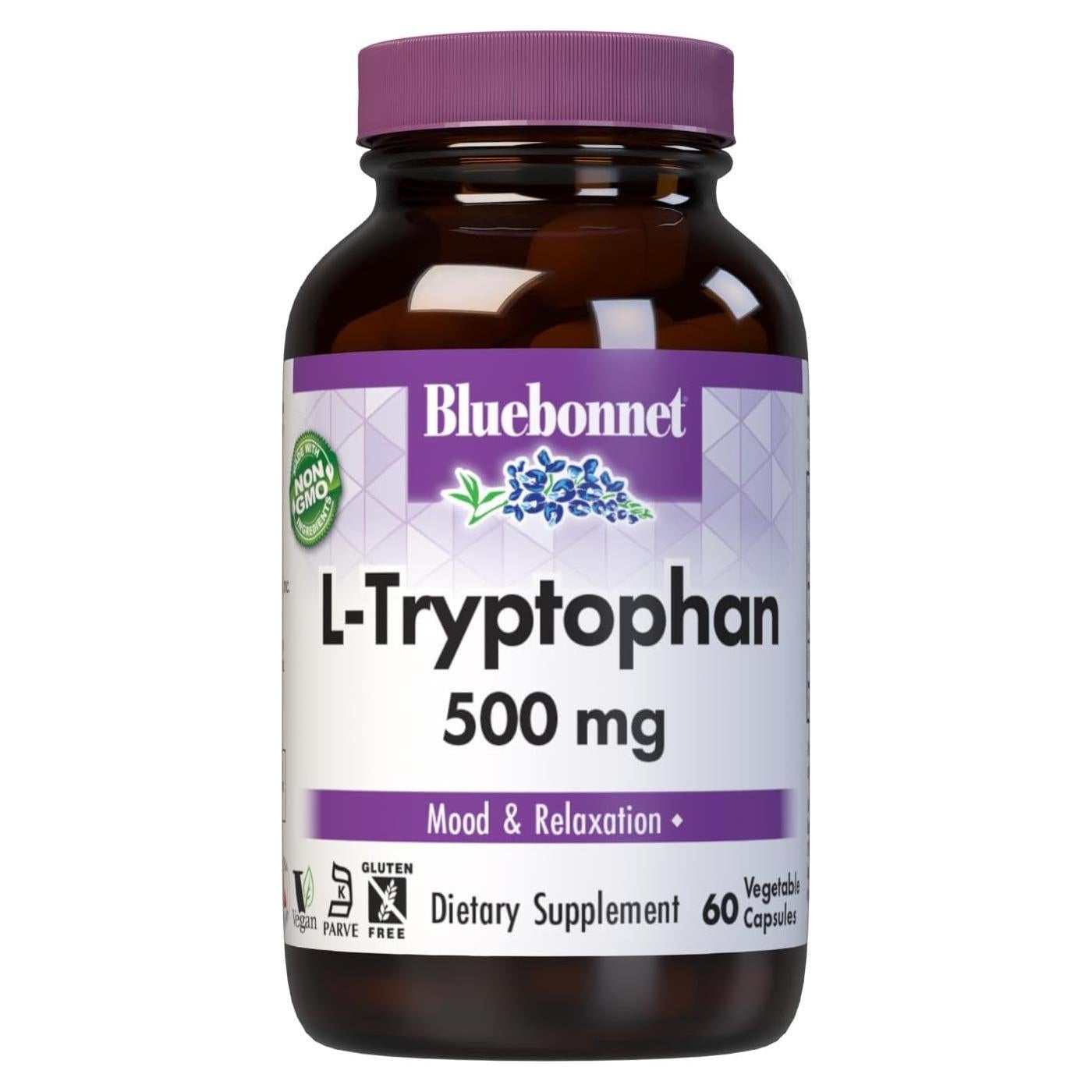 L-Triptófano 500mg Bluebonnet 60 Cápsulas Vegetales Vegano