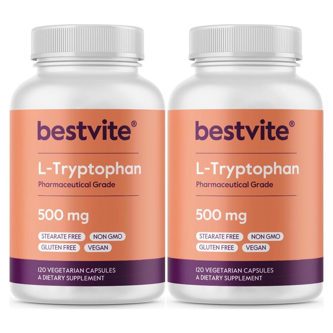 Suplemento L-Triptófano 500mg Bestvite - 240 Cápsulas Veganas