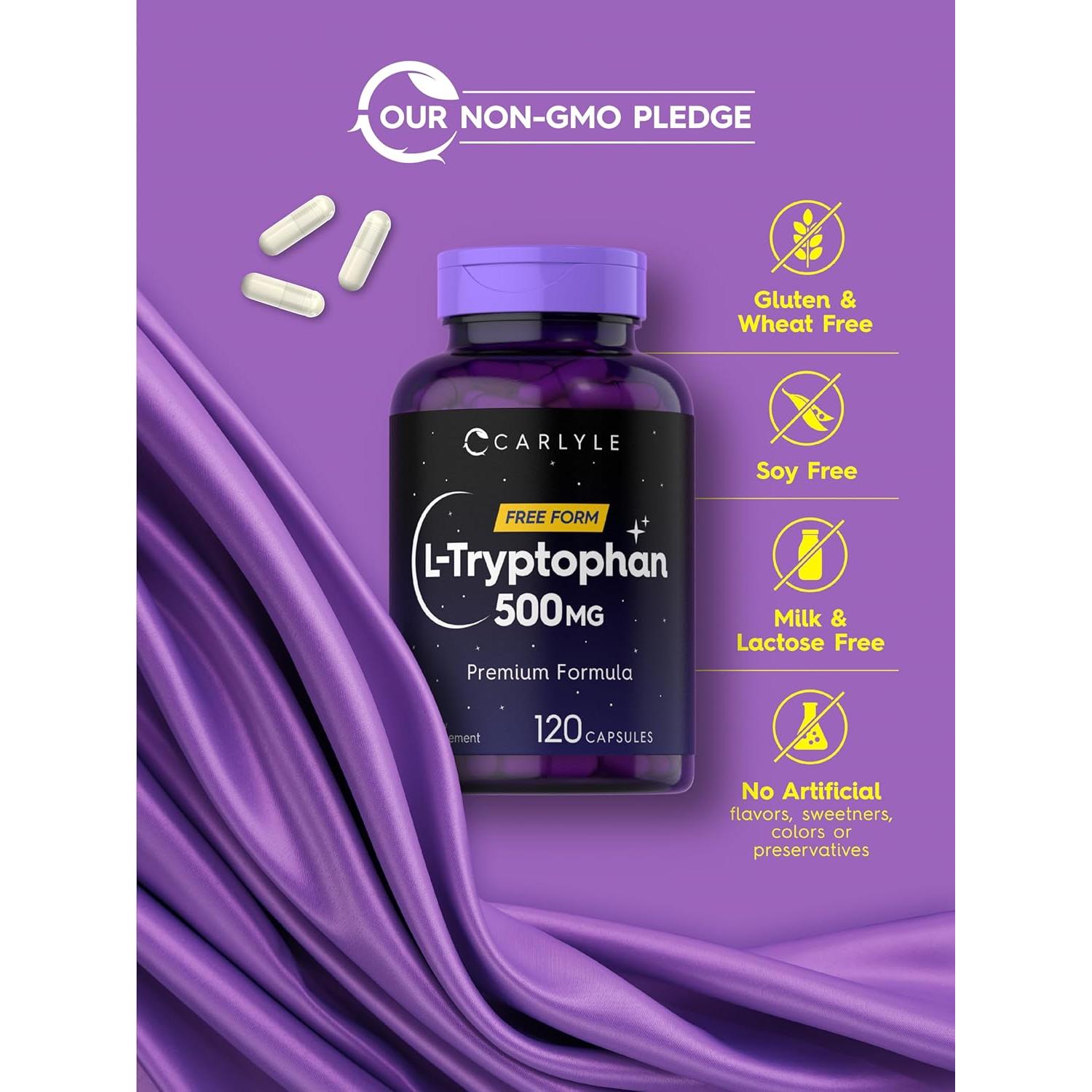 Carlyle L-Triptófano 500mg | 120 Cápsulas | Suplemento Aminoácidos