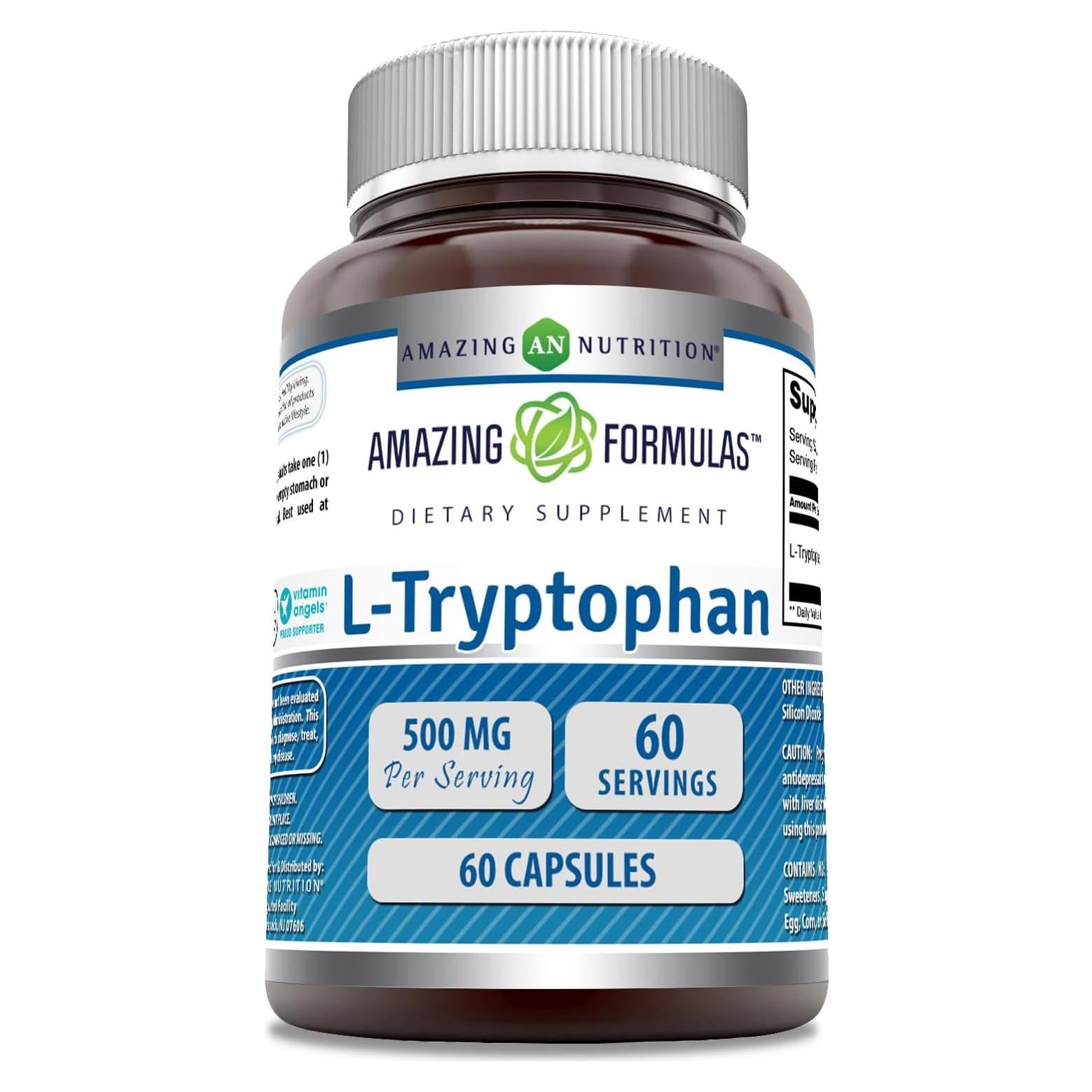 Suplemento L-Triptófano 500 Mg Fórmulas Asombrosas 60 Cápsulas