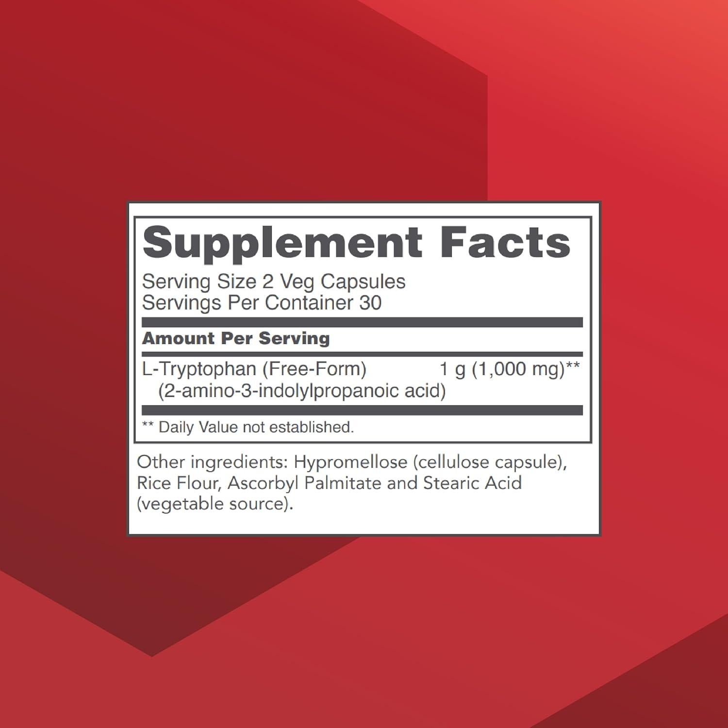 L-Triptófano 500mg Protocolo Para el Equilibrio de Vida - 60 Cápsulas Veganas