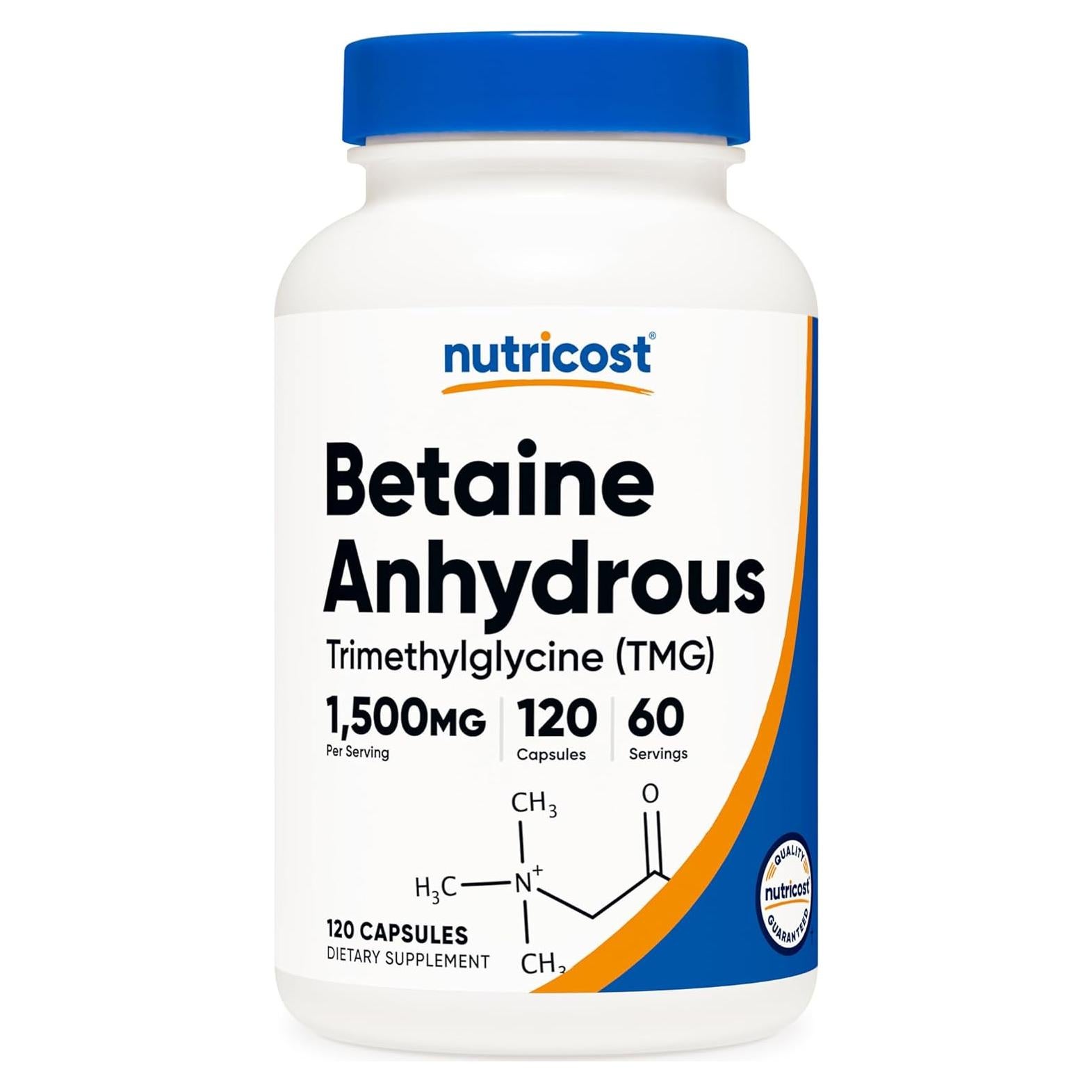 Cápsulas de Betaína Anhidra Nutricost 120 unidades 750mg