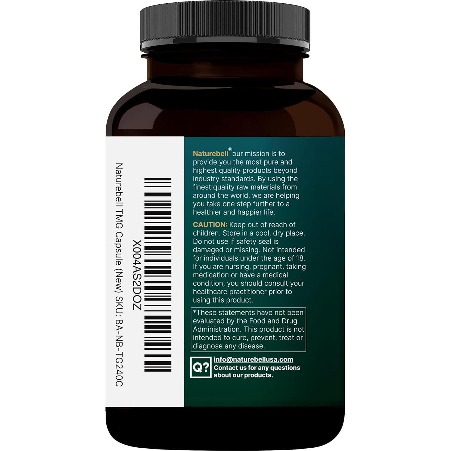 Suplemento TMG NatureBell 1500mg 240 Cápsulas - Salud del Corazón