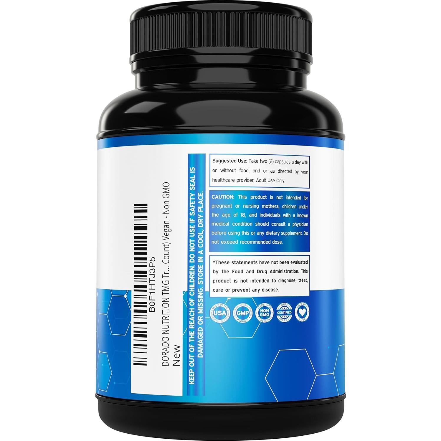 Suplemento Trimetilglicina TMG 1000mg Dorado Nutrition 180 Cápsulas