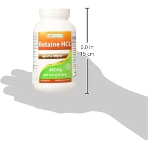 Betaína HCL 648 mg Mejores Naturales 250 Cápsulas