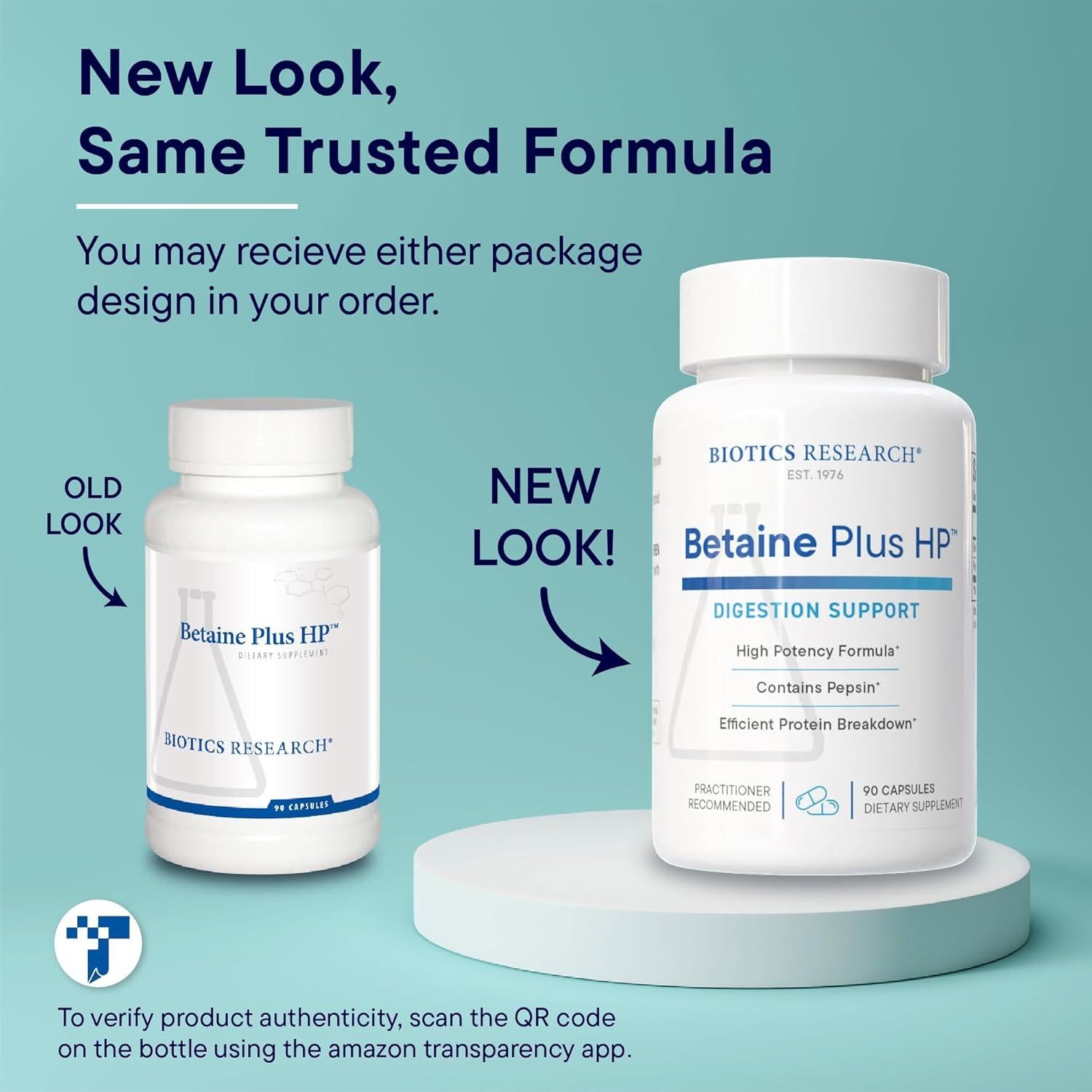 Biotics Research Betaine Plus HP 90 Cápsulas - Suplemento Digestivo