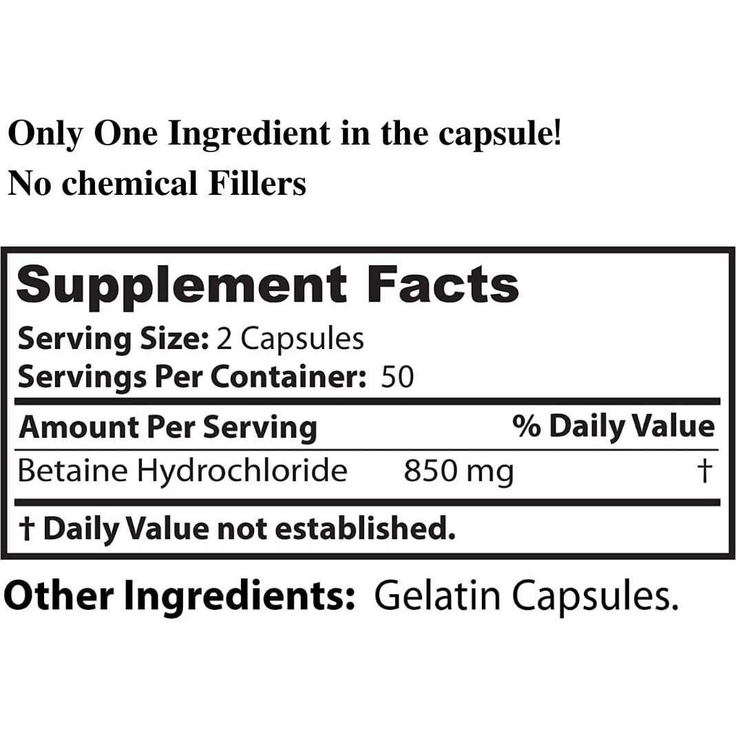 Suplemento Digestivo Dr. Clark Betaína HCL 100 Cápsulas