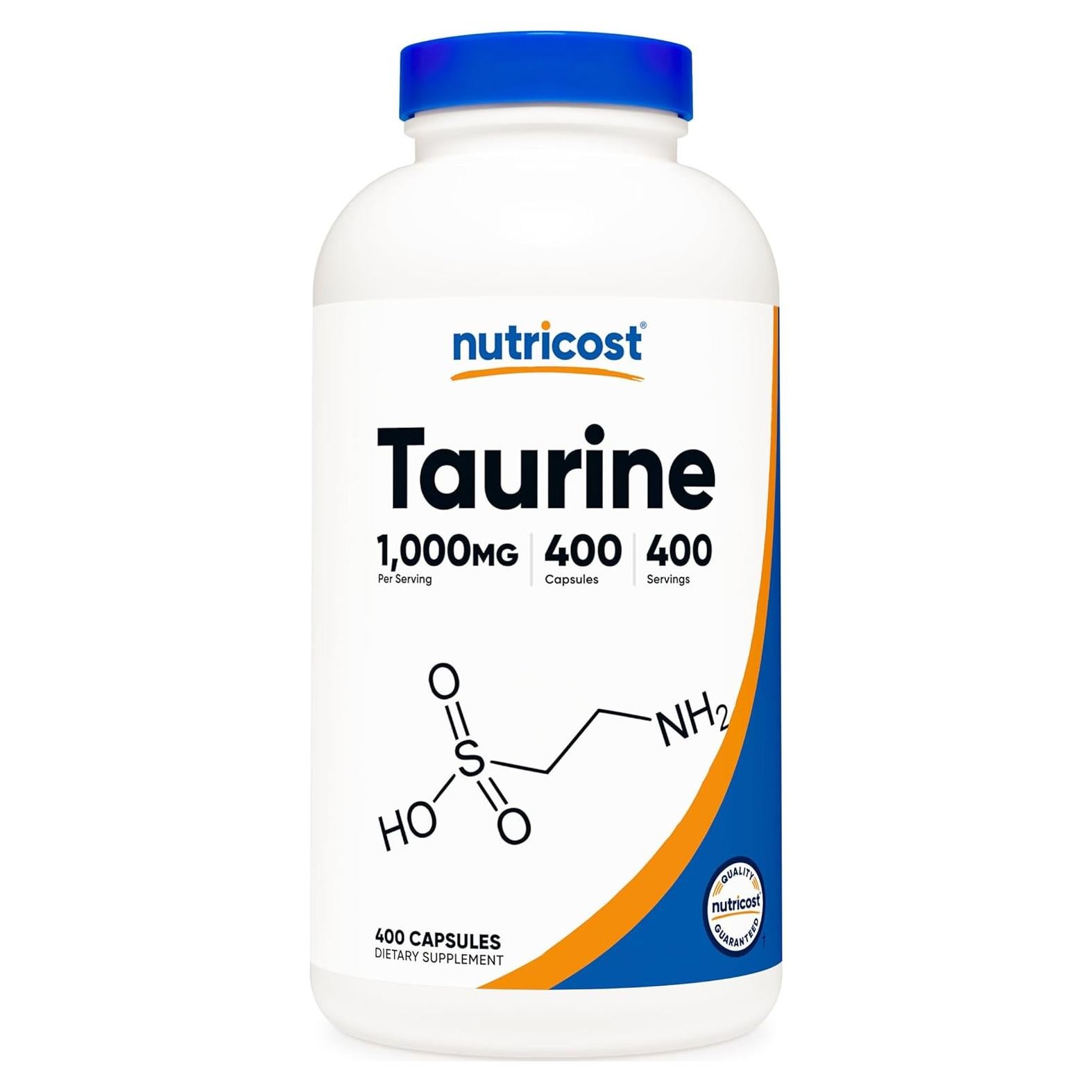 Taurina 1000mg Nutricost - 400 Cápsulas Sin Gluten