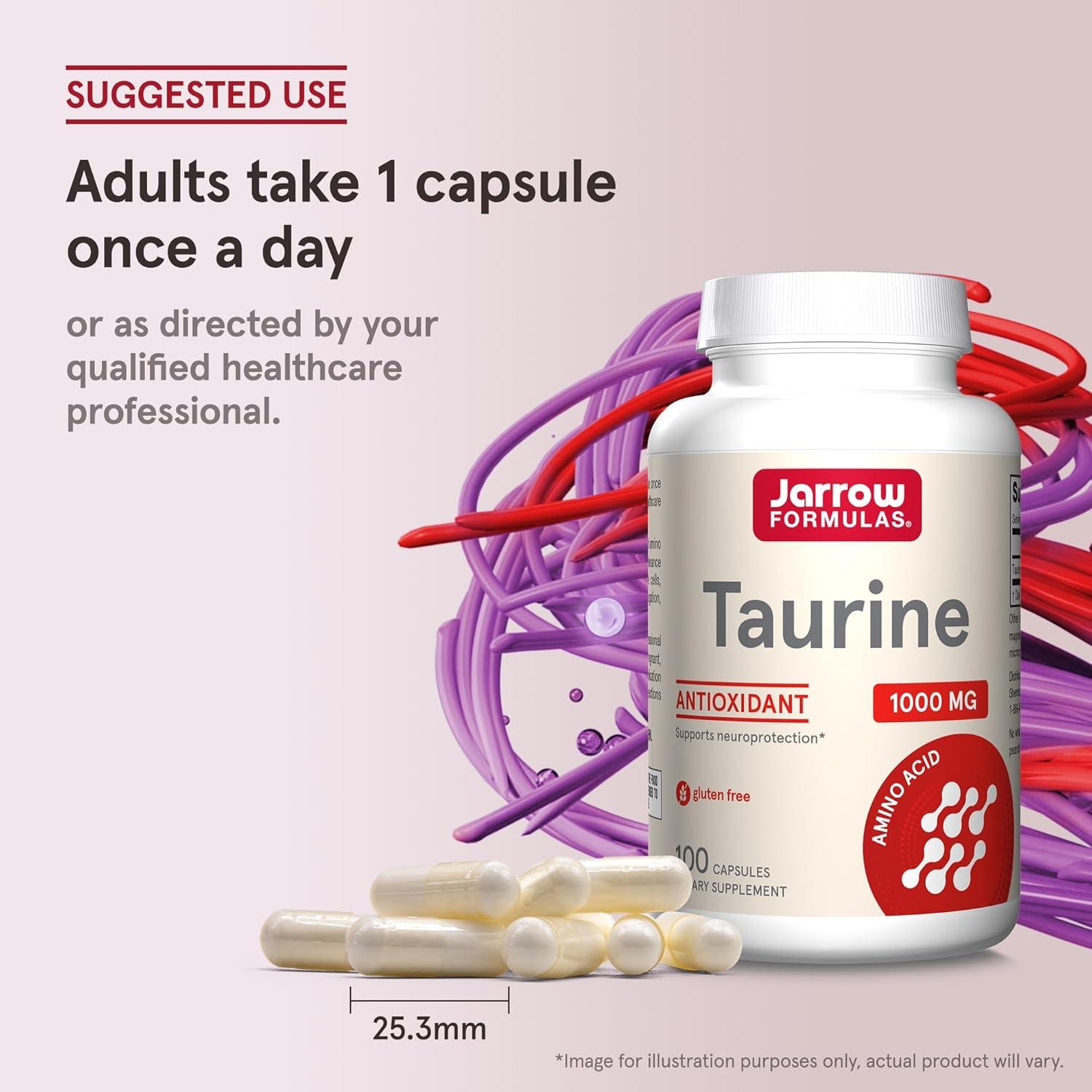 Suplemento de Taurina 1000 mg Jarrow Formulas 100 Cápsulas
