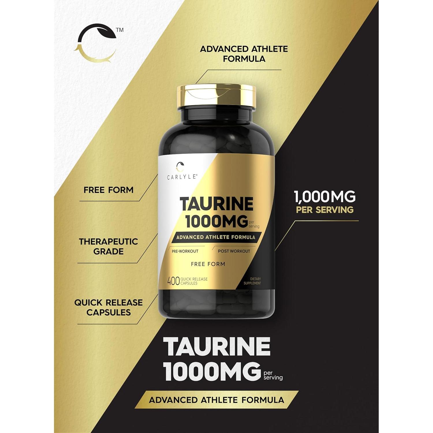 Cápsulas de Taurina Carlyle 1000mg 400 Unidades Suplemento