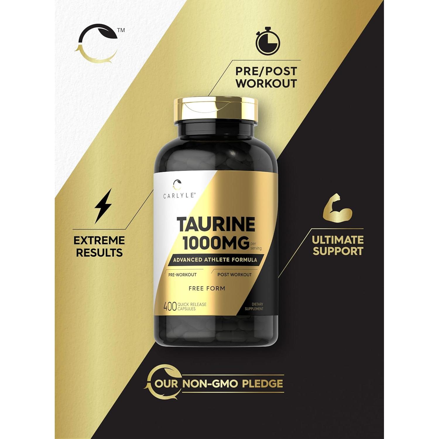 Cápsulas de Taurina Carlyle 1000mg 400 Unidades Suplemento