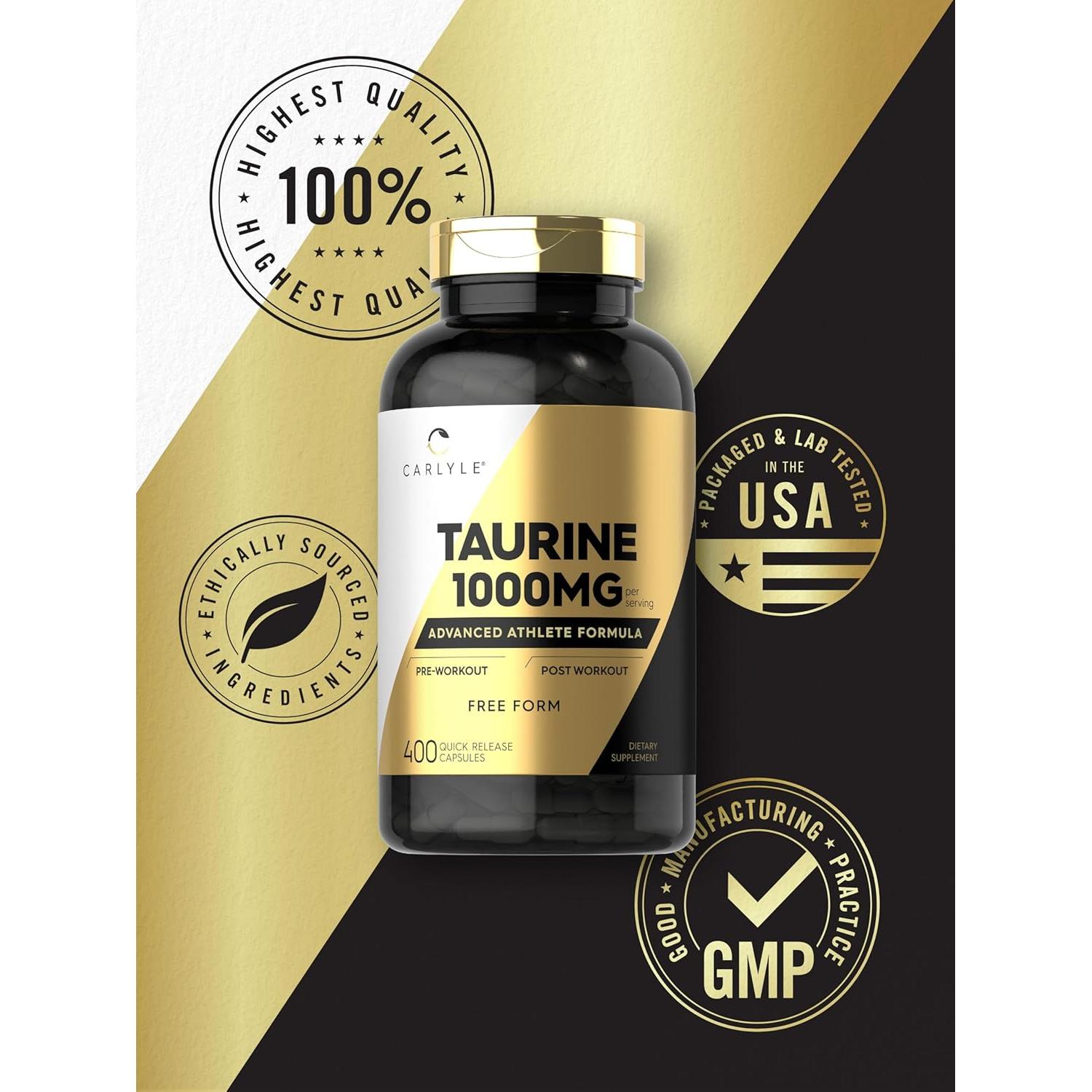 Cápsulas de Taurina Carlyle 1000mg 400 Unidades Suplemento