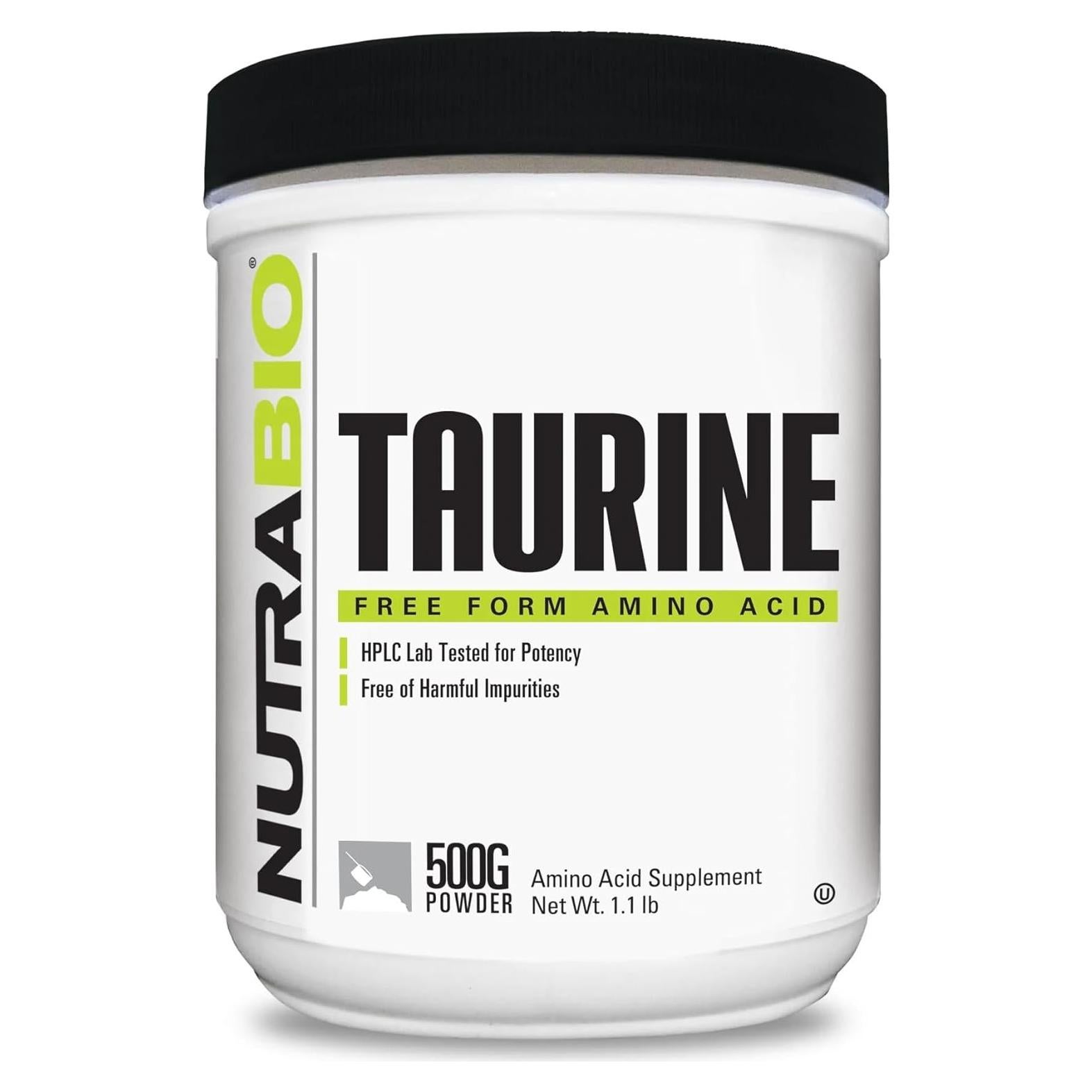 NutraBio Polvo de Taurina 500g | Suplemento Aminoácido Puro