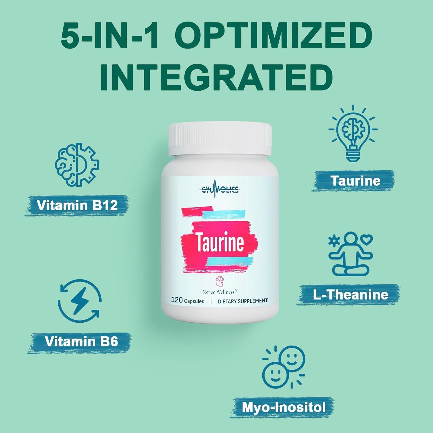 Suplemento de Taurina 2000mg Gyumolics - 120 Cápsulas Vegetarianas