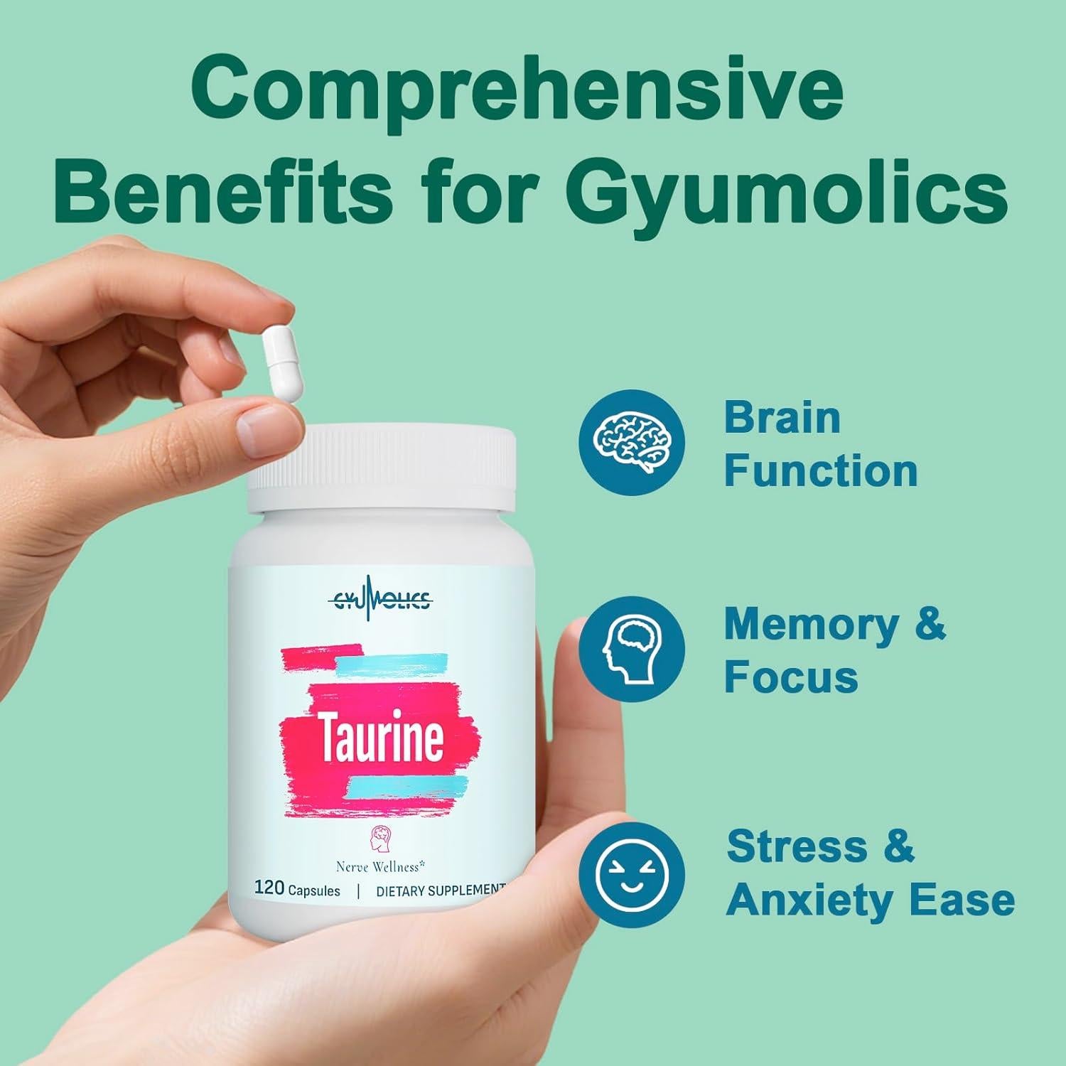 Suplemento de Taurina 2000mg Gyumolics - 120 Cápsulas Vegetarianas