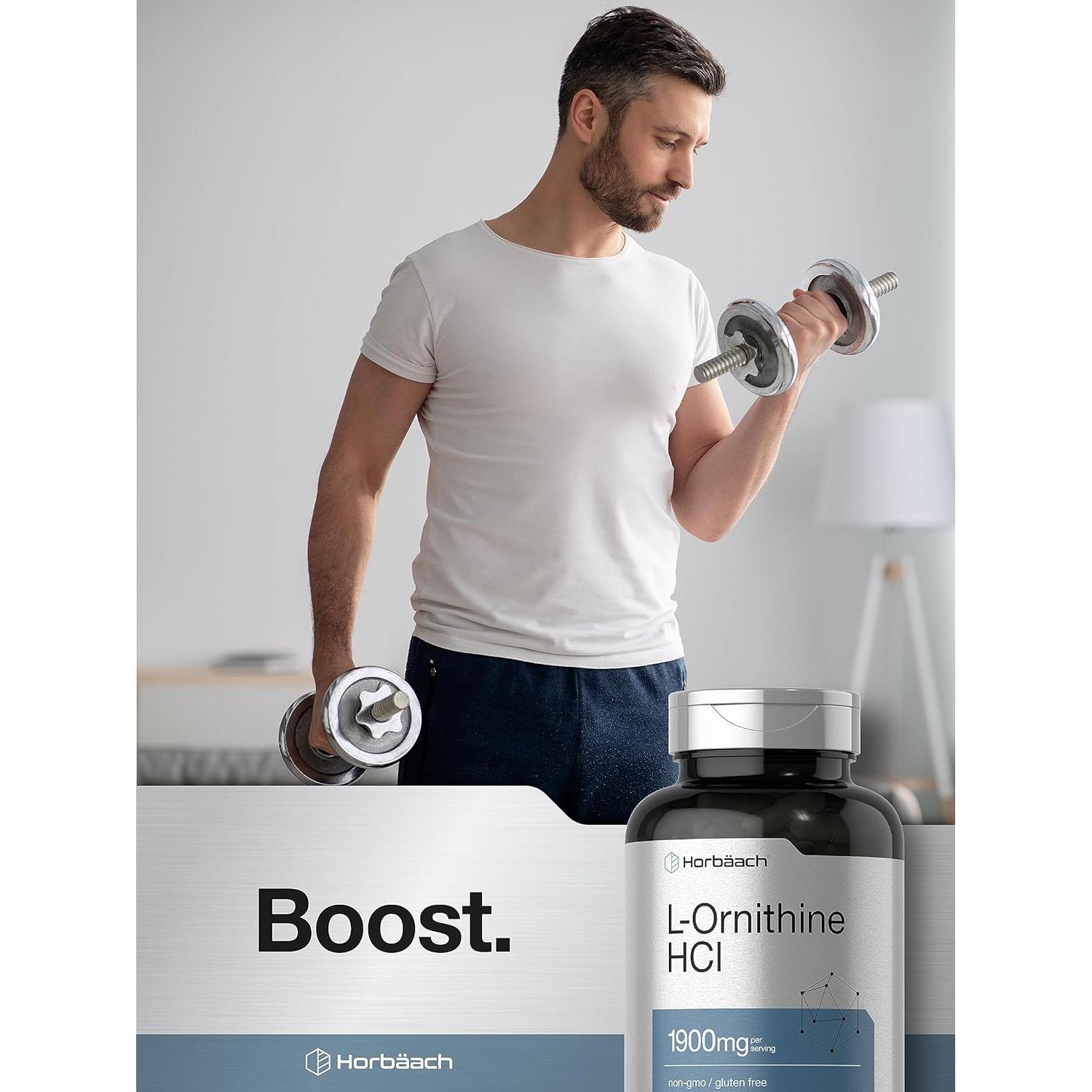 Suplemento L-Ornithine HCl Horbäach 1900mg 120 Cápsulas