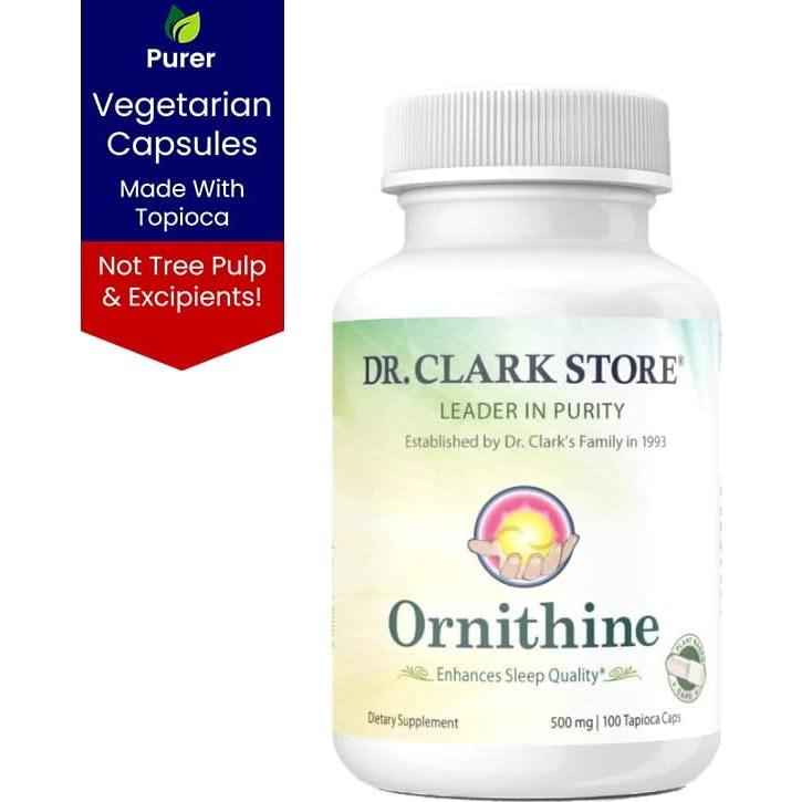 Suplemento Vegetariano Ornithine 500 mg Dr. Clark 100 Cápsulas