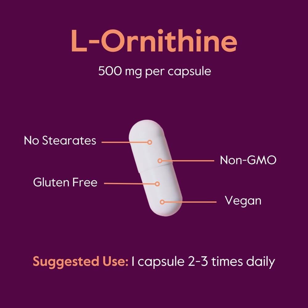 Suplemento L-Ornitina 500mg Bestvite 240 Cápsulas Veganas