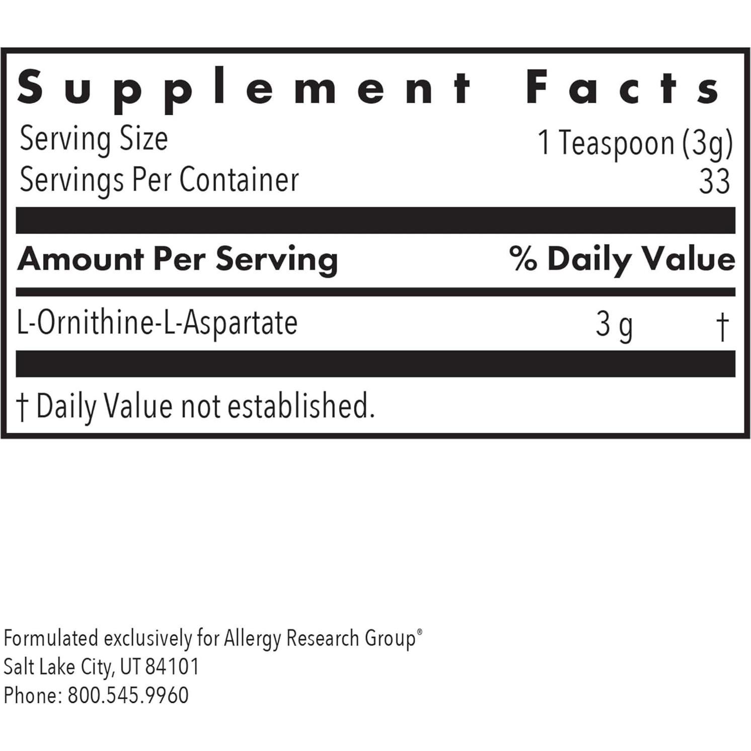 Suplemento L-Ornitina-L-Aspartato Allergy Research 3000mg