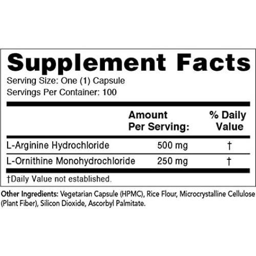 Suplemento de Arginina y Ornitina Olympian Labs 500mg/250mg