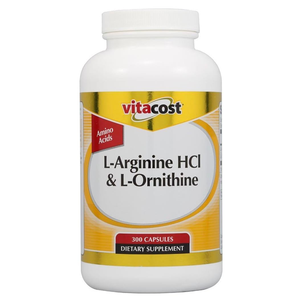 Suplemento Vitacost L-Arginina HCl y L-Ornitina 300 Cápsulas