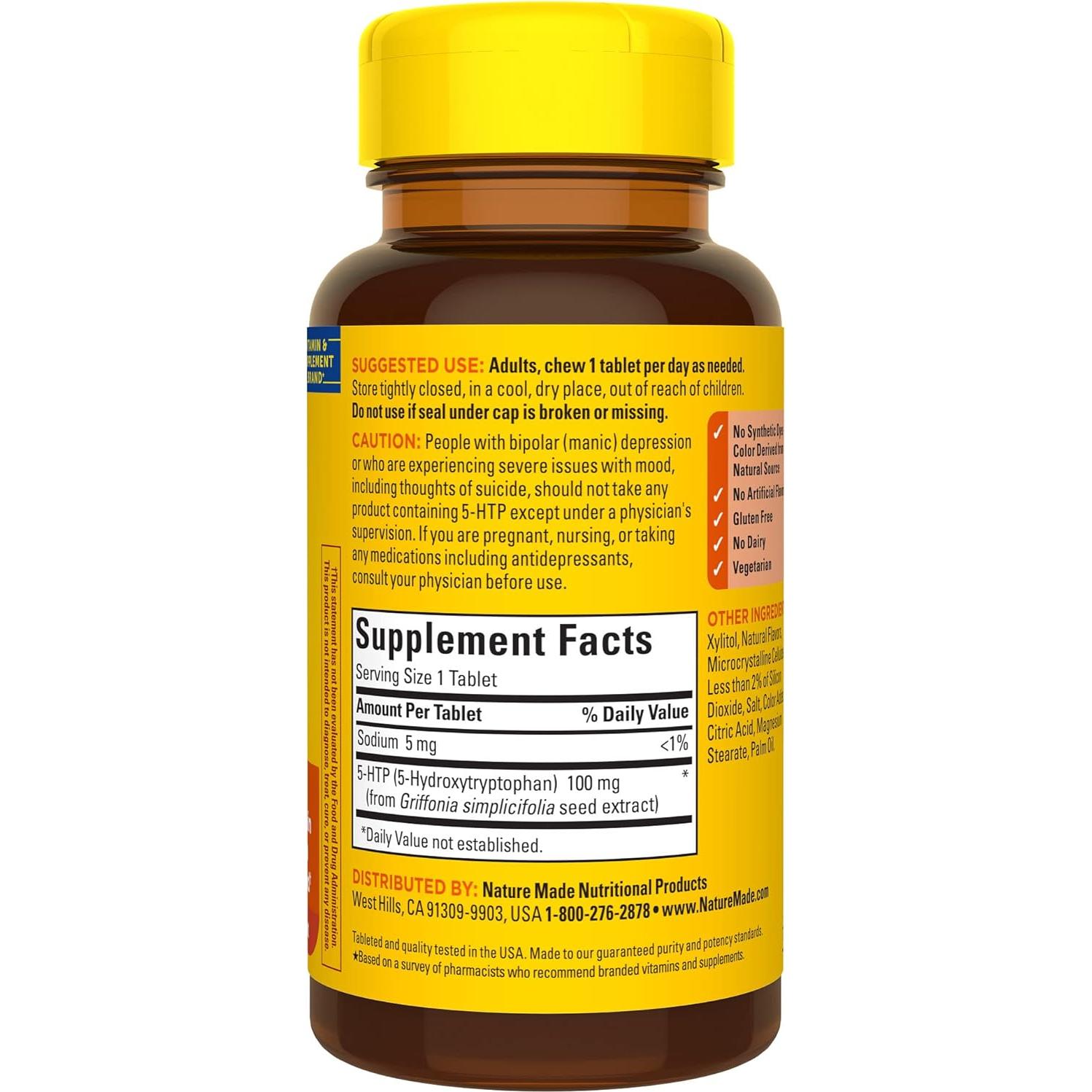 Nature Made 5HTP 100mg Tabletas Masticables 30 Unidades