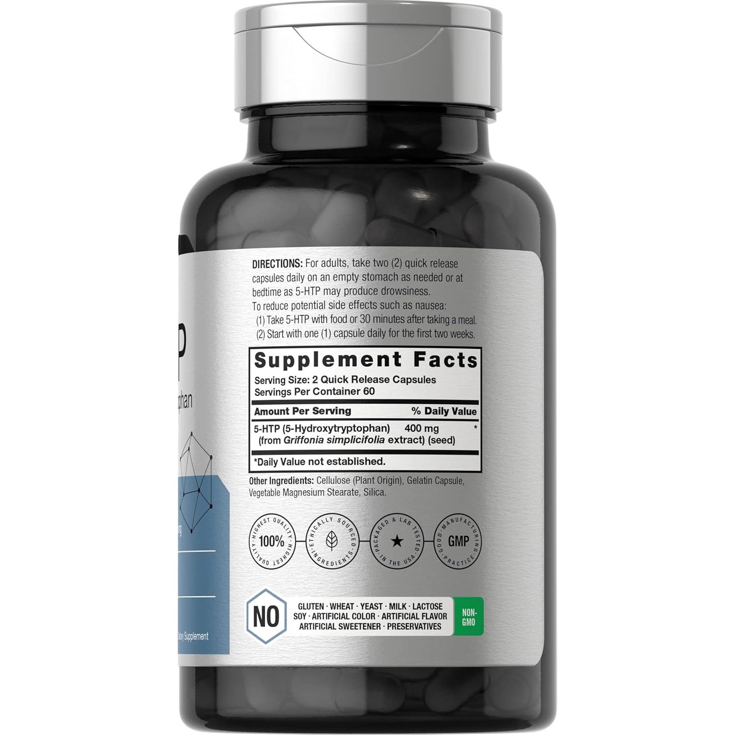 Cápsulas 5HTP 400mg Horbäach | Suplemento Sin Gluten | 120 Unidades