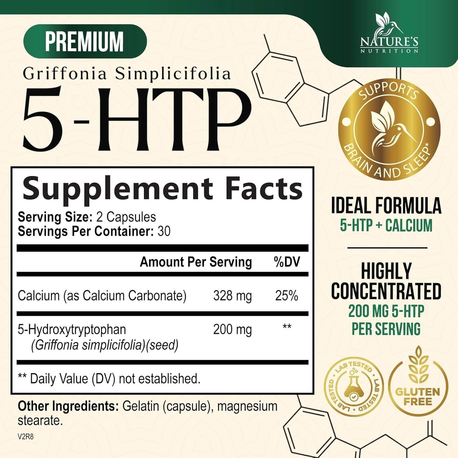 Cápsulas de 5HTP 200mg Nature's Nutrition - 60 Unidades