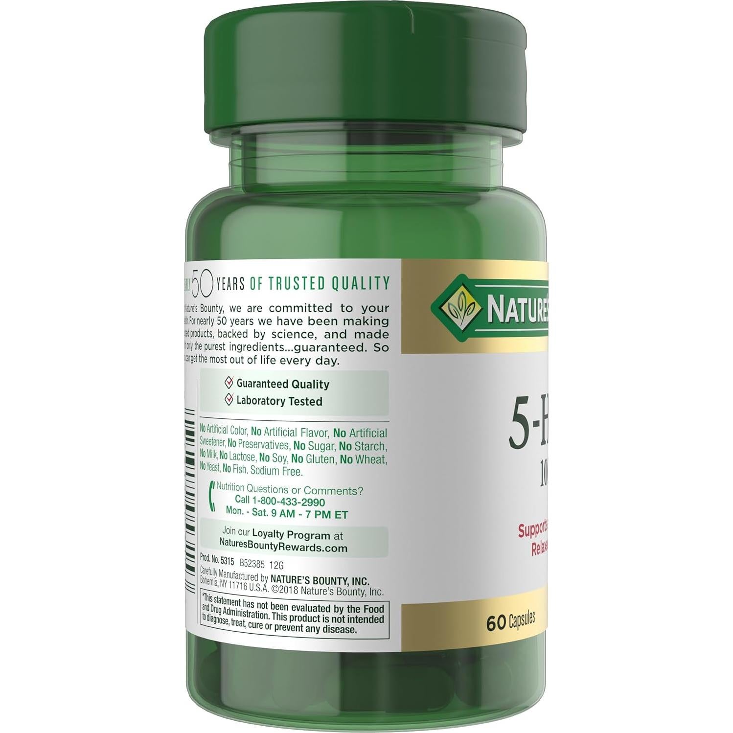 Suplemento 5-HTP Nature's Bounty 100mg 60 Cápsulas