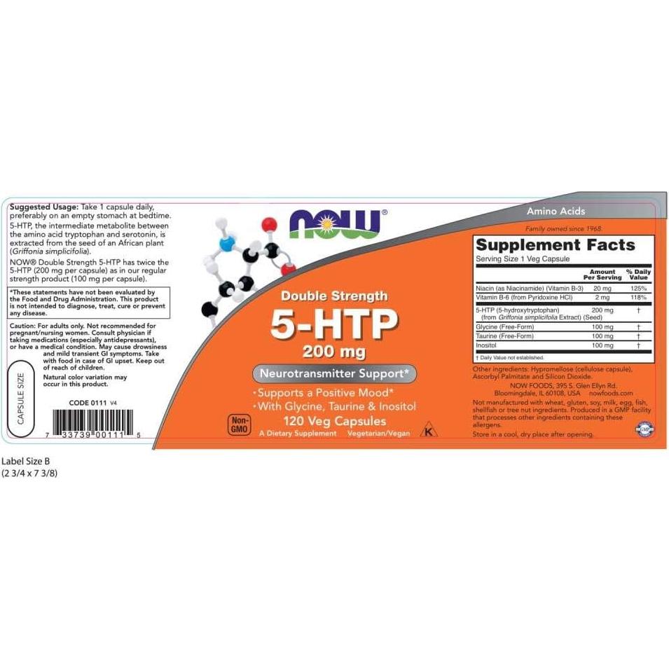 Suplemento 5-HTP 200 mg Now Foods 120 VegCaps