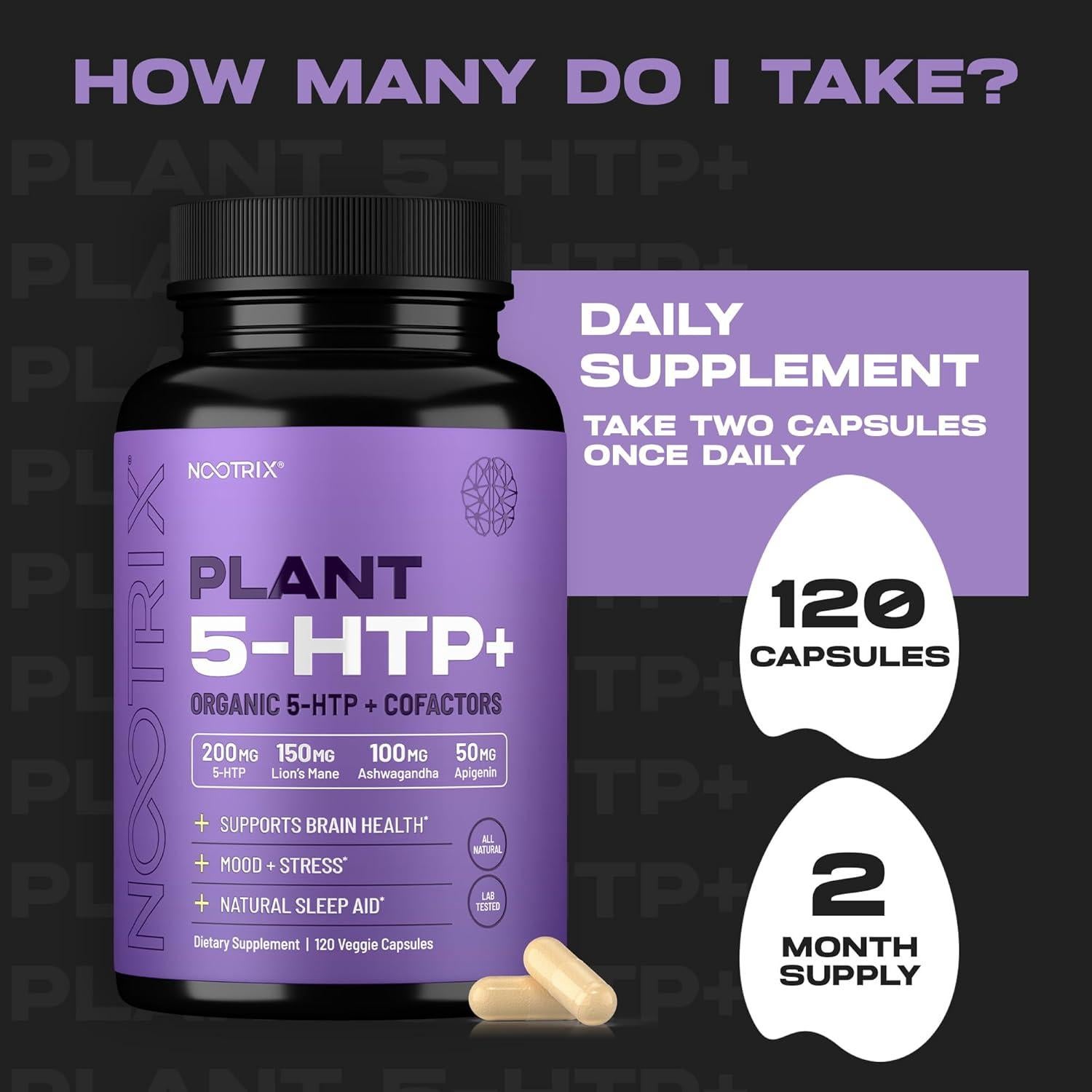 Suplemento Nootrix Orgánico 5-HTP+ 120 Cápsulas | Apoyo Cognitivo y Energía