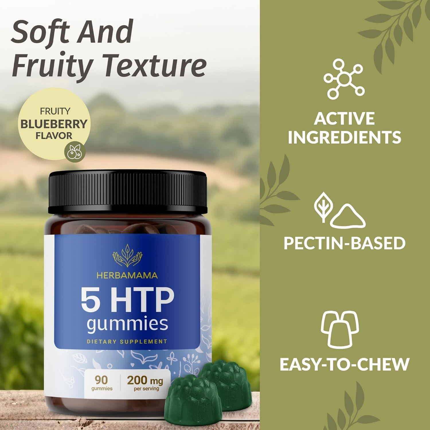 Gomitas 5-HTP Herbamama 200mg - Suplemento Vegano de Relajación
