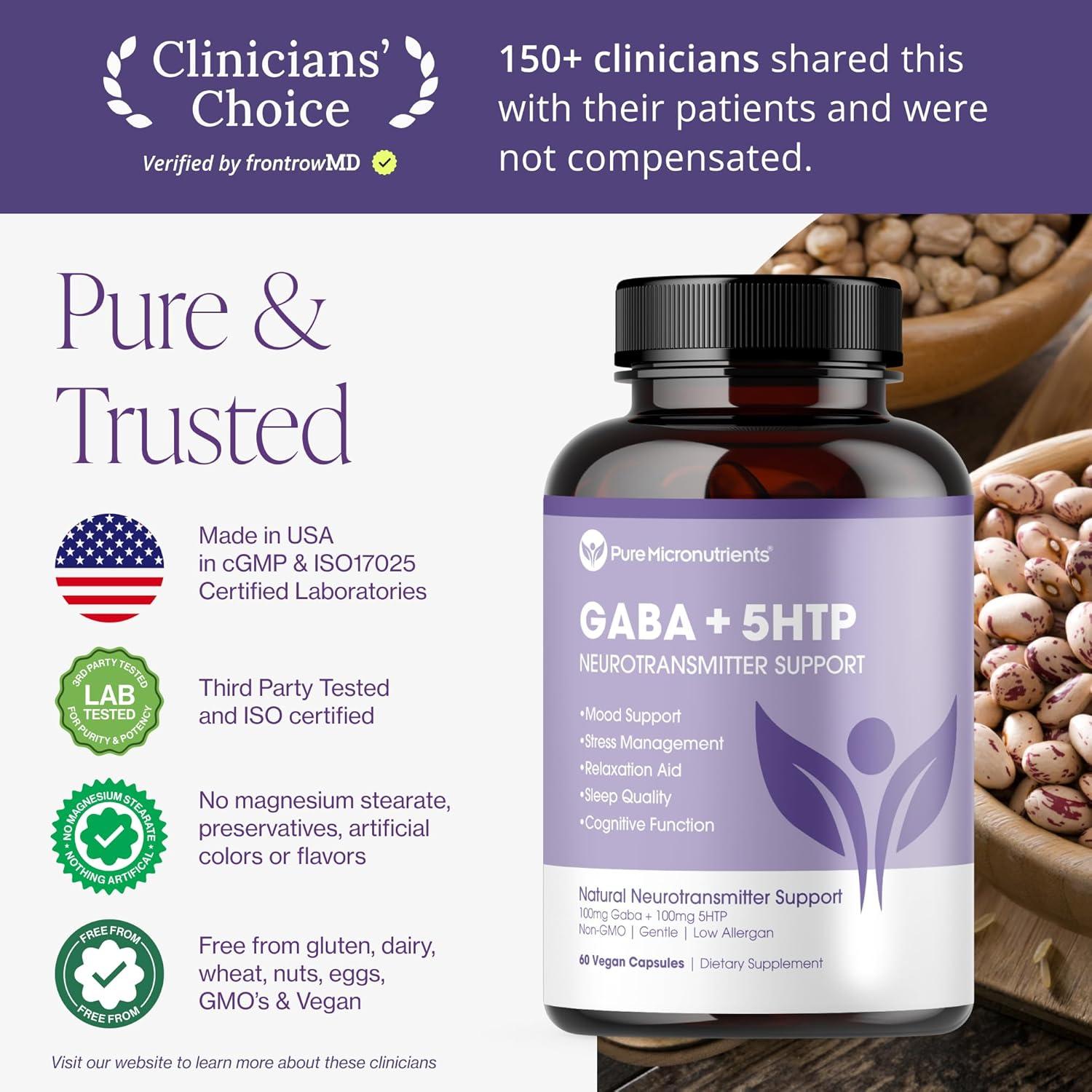 Suplemento Pure 5-HTP + GABA - Sueño y Estado de Ánimo - 60 Cápsulas