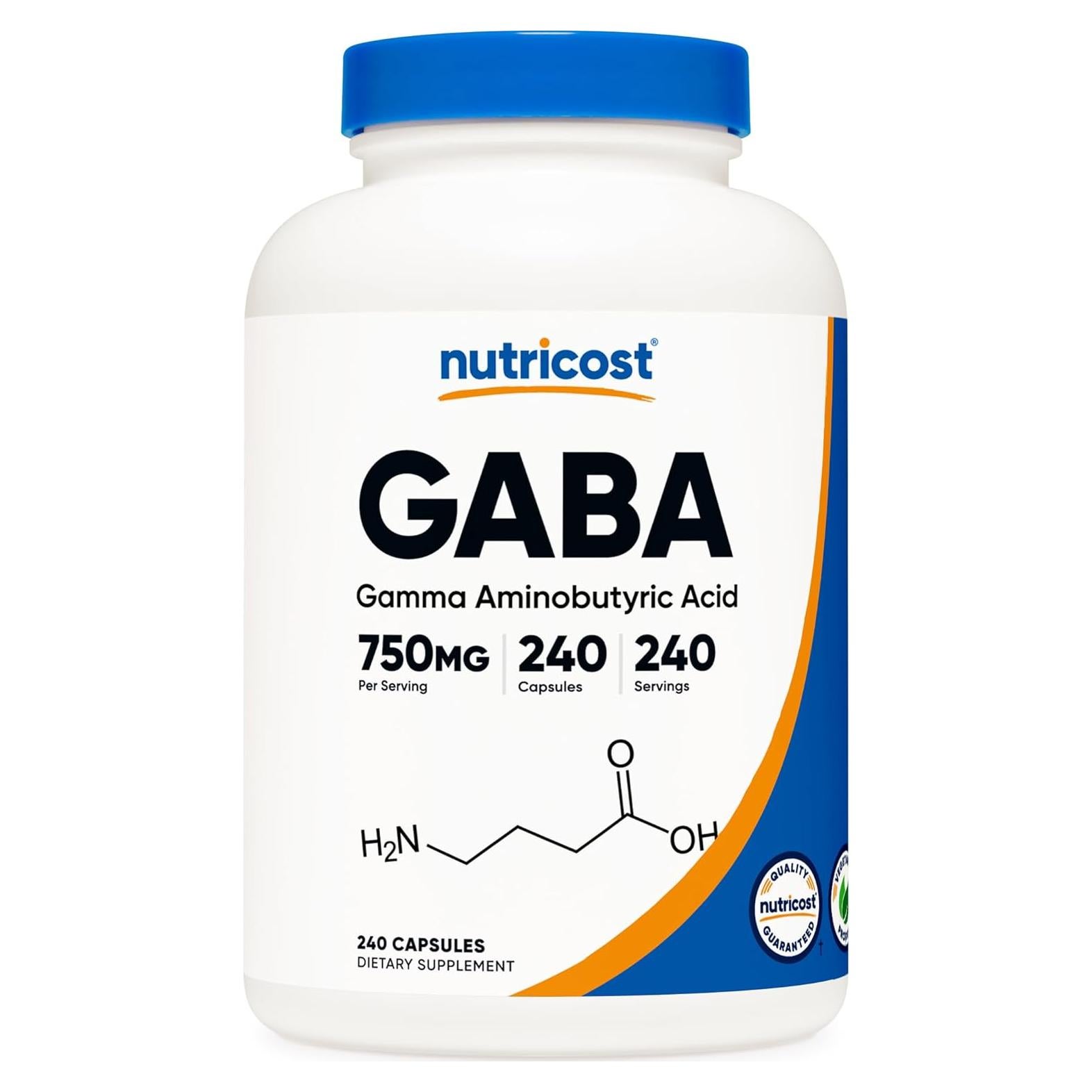 Nutricost GABA 750mg 240 Cápsulas Sin OGM Sin Gluten